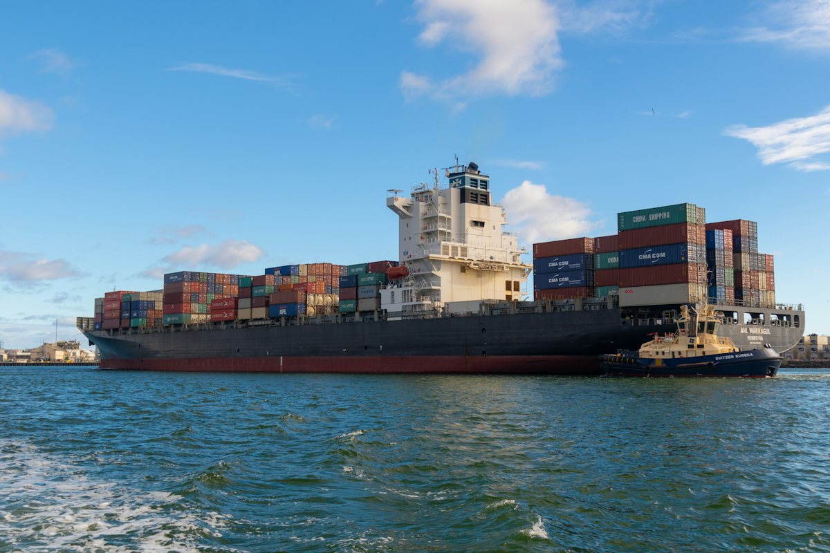 Container ship at sea