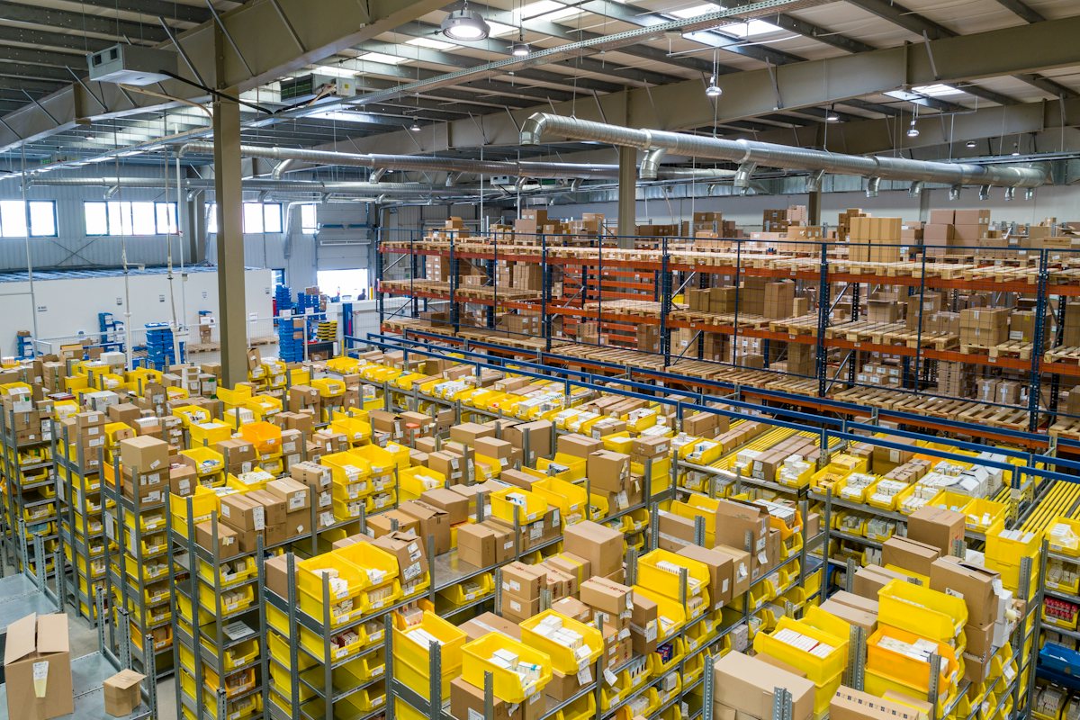 Warehouse with cargo ready for dispatch